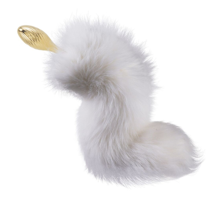 Металева анальна пробка Лисячий хвіст LOCKINK SEVANDA White Fox-Tail Anal Pear-shape Plug