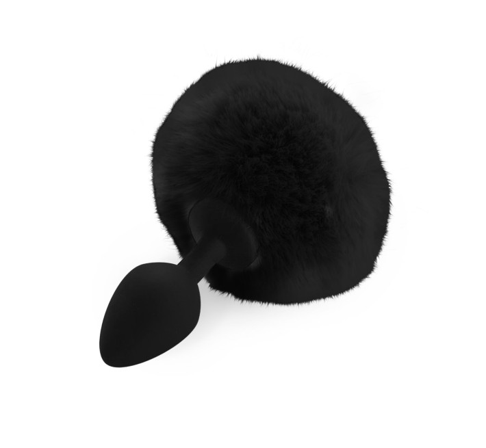 Силіконова анальна пробка М Art of Sex - Silicone Bunny Tails Butt plug Black, діаметр 3,5 см
