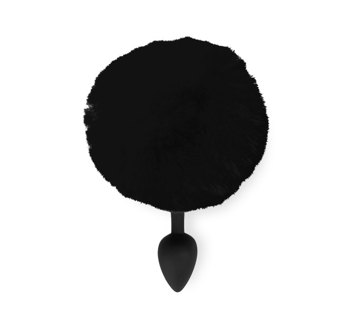 Силіконова анальна пробка М Art of Sex - Silicone Bunny Tails Butt plug Black, діаметр 3,5 см