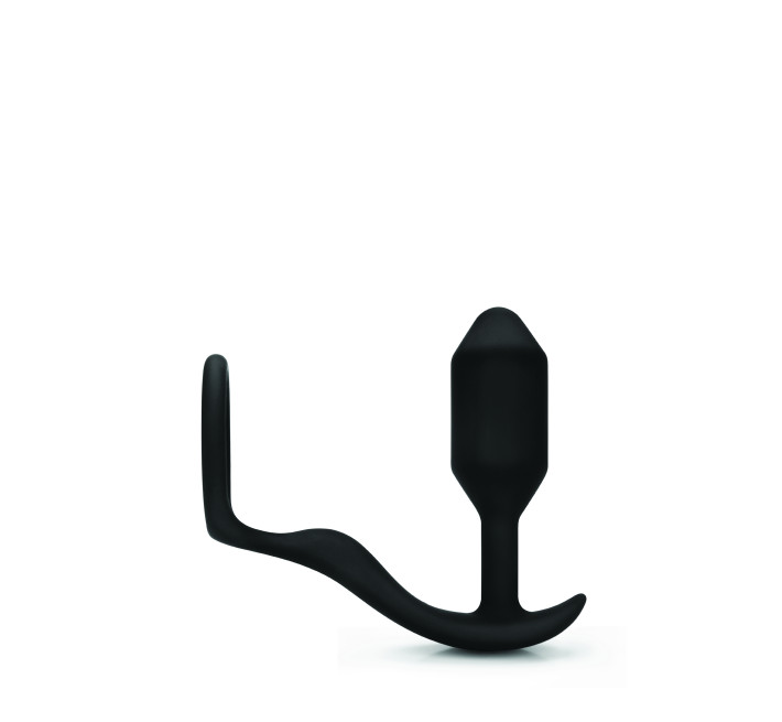 Анальна пробка з ерекційним кільцем B-Vibe Snug & Tug чорна