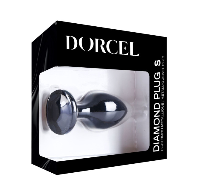 Металева анальна пробка з кристалом Dorcel Diamond Plug Black S