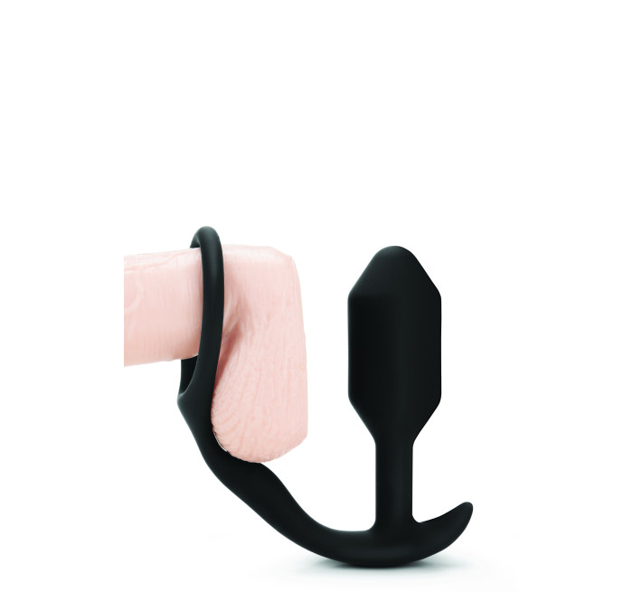 Анальна пробка з ерекційним кільцем B-Vibe Snug & Tug чорна