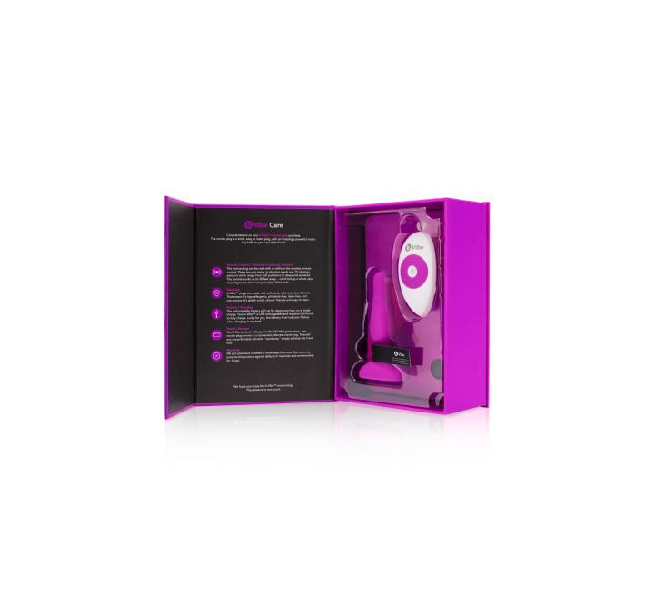 Анальна пробка з вібрацією та пультом B-Vibe Novice Plug, рожева