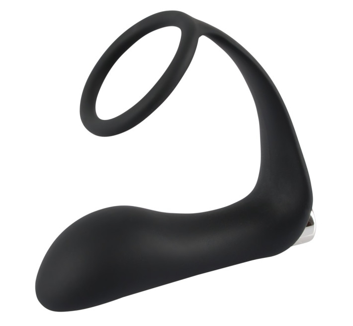 Масажер простати з ерекційним кільцем Black Velvets Vibrating Ring & Plug