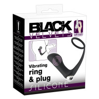 Масажер простати з ерекційним кільцем Black Velvets Vibrating Ring & Plug