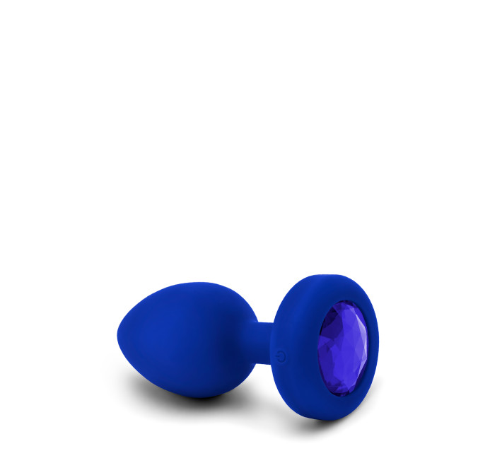 Анальна пробка з каменем та з вібрацією B-Vibe Vibrating Jewel Plug синя L/XL