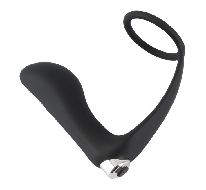 Масажер простати з ерекційним кільцем Black Velvets Vibrating Ring & Plug