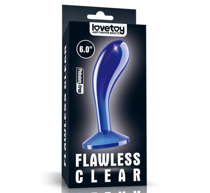 Анальная пробка LoveToy Flawless Clear Prostate Plug 6" Blue