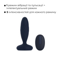 Анальна смарт-вібропробка з пульсацією Svakom Jordan Navy Blue, пульт ДК Анальна смарт-вібропробка з пульсацією Svakom Jordan Navy Blue, пульт ДК