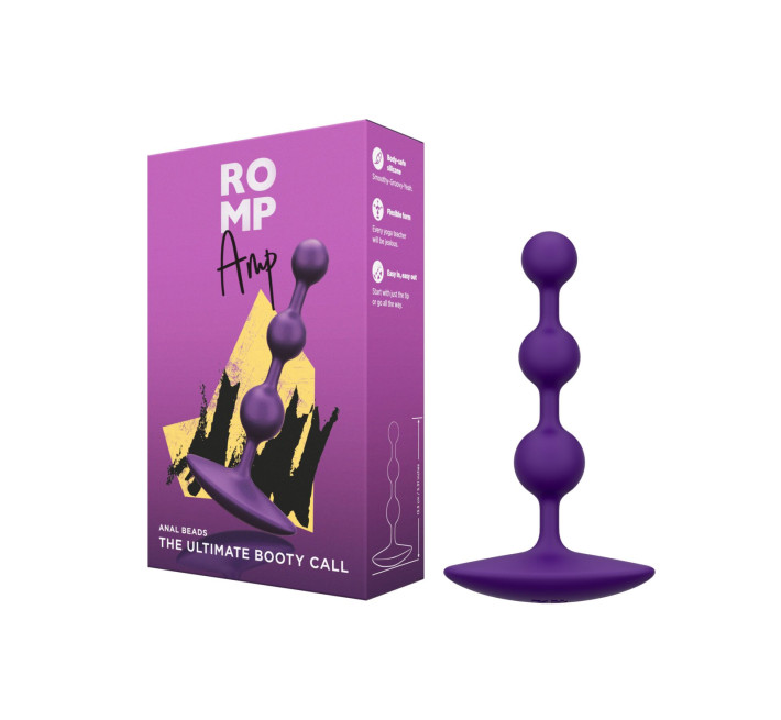 Анальные бусы Romp Amp Dark Purple, силикон, макс. диаметр 2,6 см