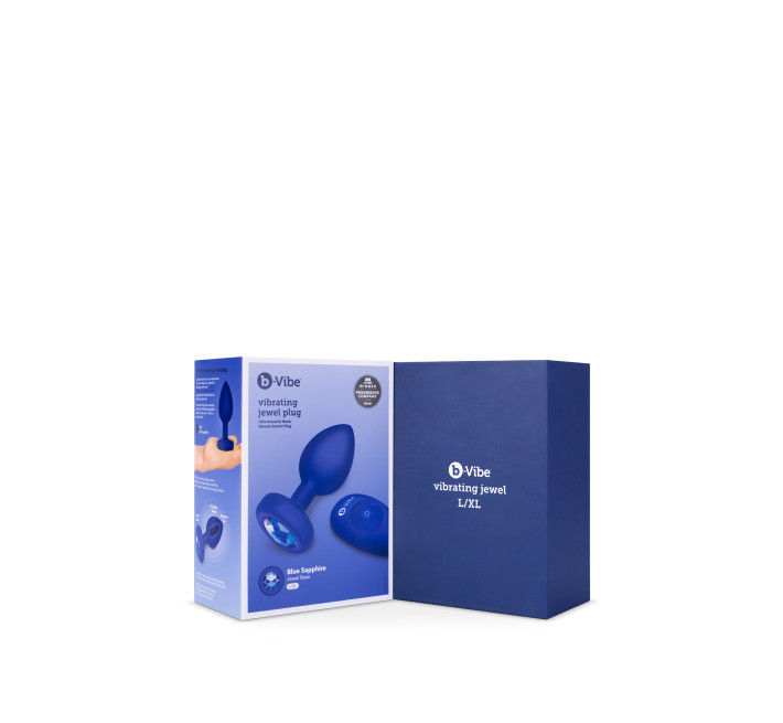 Анальна пробка з каменем та з вібрацією B-Vibe Vibrating Jewel Plug синя L/XL