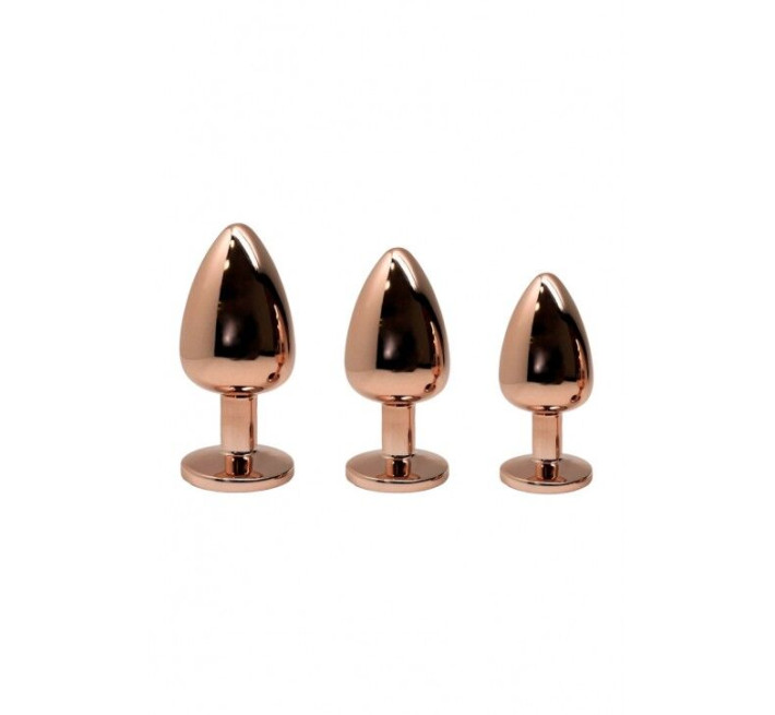 Металлическая анальная пробка Wooomy Tralalo Rose Gold Metal Plug Size M, диаметр 3,4 см, длина 8 см