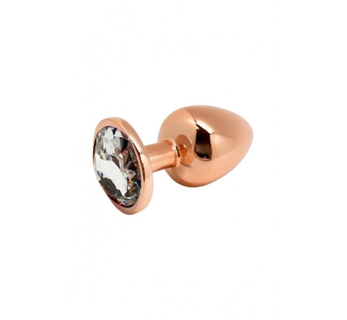 Металлическая анальная пробка Wooomy Tralalo Rose Gold Metal Plug Size M, диаметр 3,4 см, длина 8 см