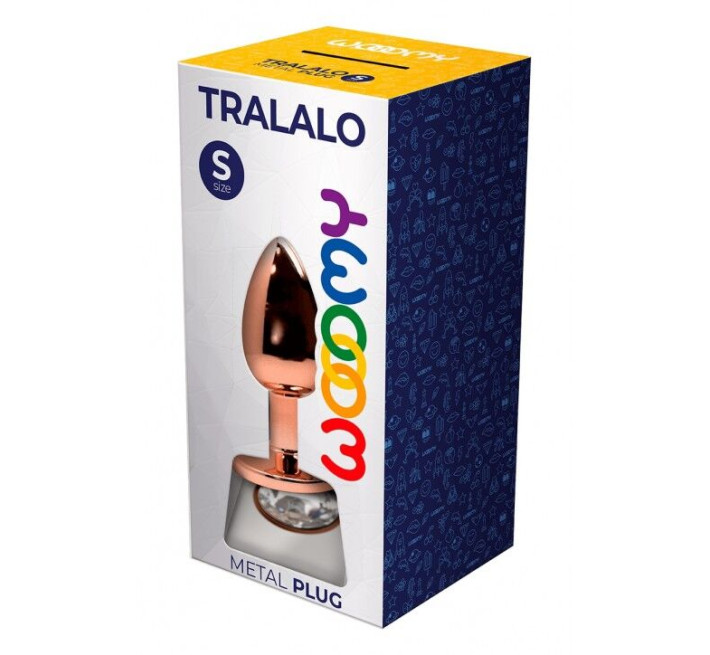 Металлическая анальная пробка Wooomy Tralalo Rose Gold Metal Plug Size M, диаметр 3,4 см, длина 8 см