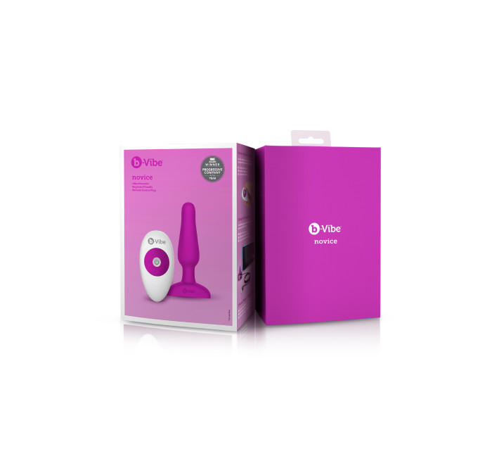 Анальна пробка з вібрацією та пультом B-Vibe Novice Plug, рожева
