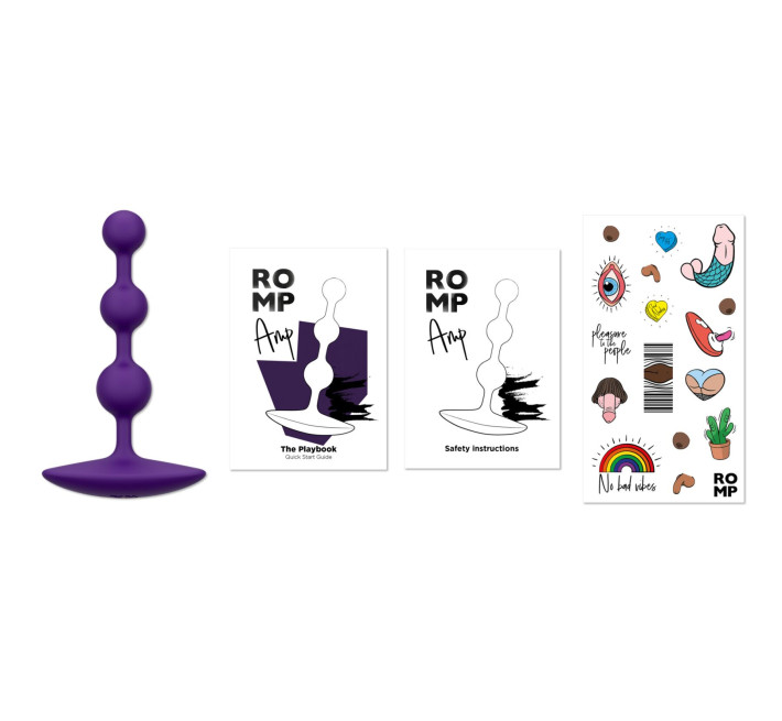 Анальные бусы Romp Amp Dark Purple, силикон, макс. диаметр 2,6 см