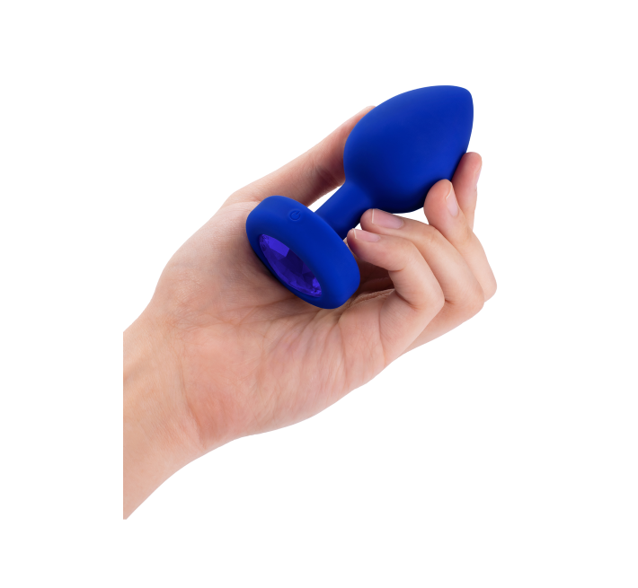 Анальна пробка з каменем та з вібрацією B-Vibe Vibrating Jewel Plug синя L/XL