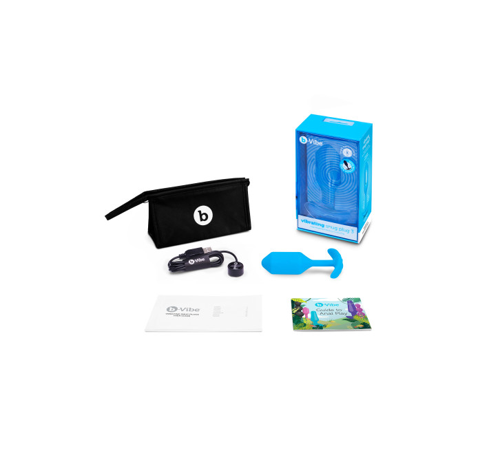 Анальная пробка со смещенным центром тяжести B-Vibe Snug Plug 3 голубая L