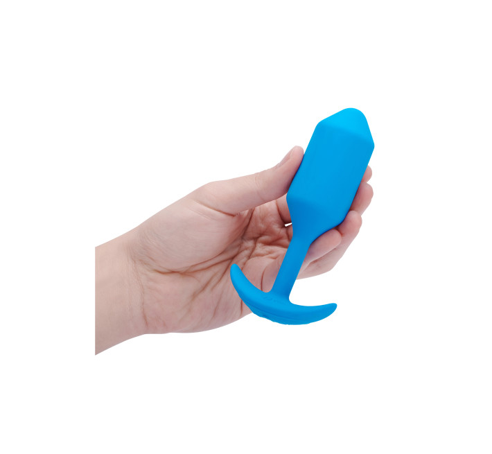 Анальная пробка со смещенным центром тяжести B-Vibe Snug Plug 3 голубая L