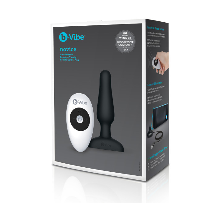 Анальная пробка с вибрацией и пультом B-Vibe Novice Plug черная