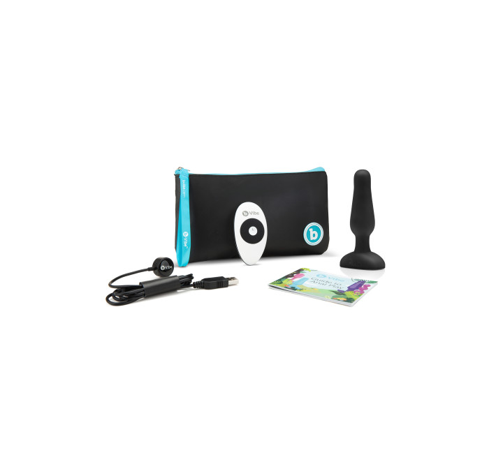 Анальная пробка с вибрацией и пультом B-Vibe Novice Plug черная
