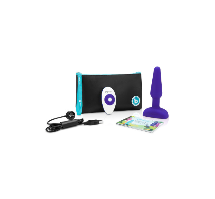Анальна пробка із 3 моторами B-Vibe Trio Remote Control Butt, фіолетова