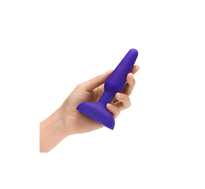 Анальна пробка із 3 моторами B-Vibe Trio Remote Control Butt, фіолетова