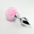 Анальна пробка LoveToy Heavy Metal Anal Plug Pompon L Pink