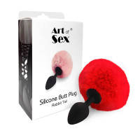 Силиконовая анальная пробка М Art of Sex - Silicone Bunny Tails Butt plug Red, диаметр 3,5 см Силиконовая анальная пробка М Art of Sex - Silicone Bunny Tails Butt plug Red, диаметр 3,5 см