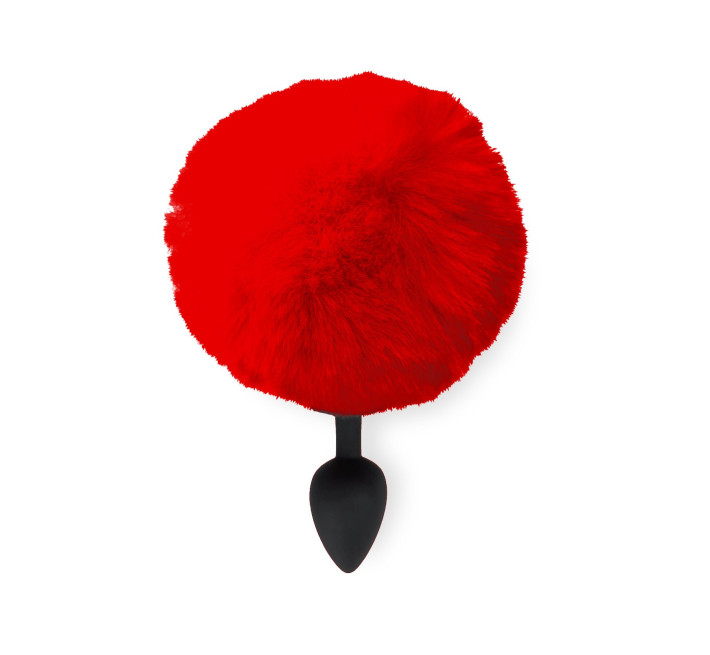 Силіконова анальна пробка М Art of Sex - Silicone Bunny Tails Butt plug Red, діаметр 3,5 см