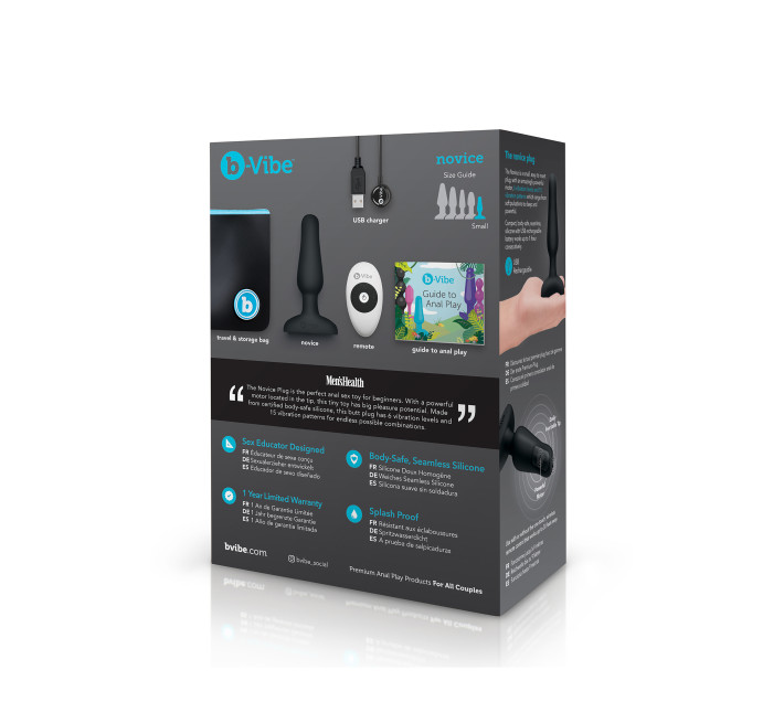 Анальная пробка с вибрацией и пультом B-Vibe Novice Plug черная