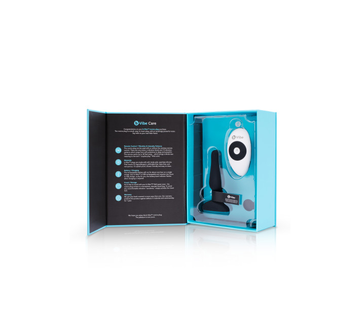 Анальная пробка с вибрацией и пультом B-Vibe Novice Plug черная