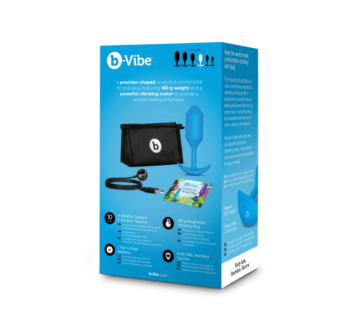 Анальная пробка со смещенным центром тяжести B-Vibe Snug Plug 3 голубая L