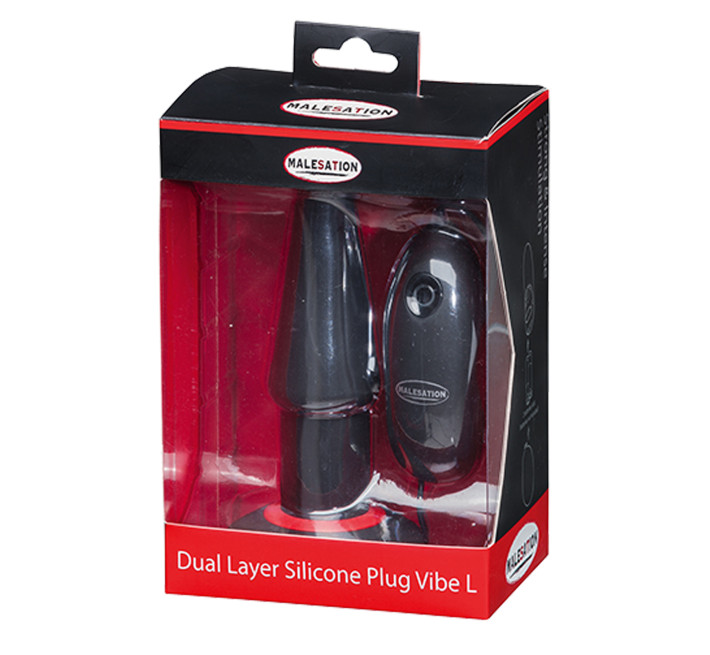 Анальна пробка із вібрацією StRubber Malesation Dual Layer Silicone Plug Vibe L Чорна