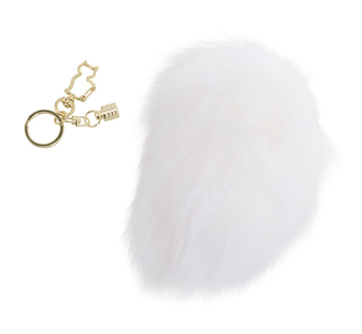 Металева анальна пробка Кролячий хвост LOCKINK SEVANDA White Bunny-Tail Anal Pear-shape Plug