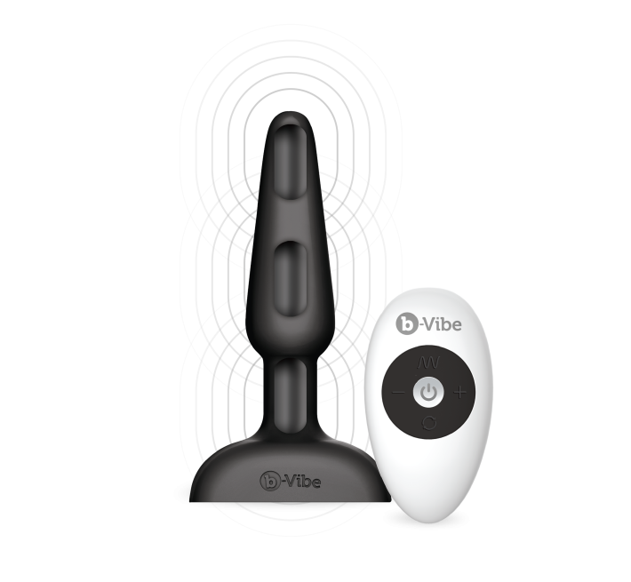 Анальна пробка із 3 моторами B-Vibe Trio Remote Control Butt, чорна