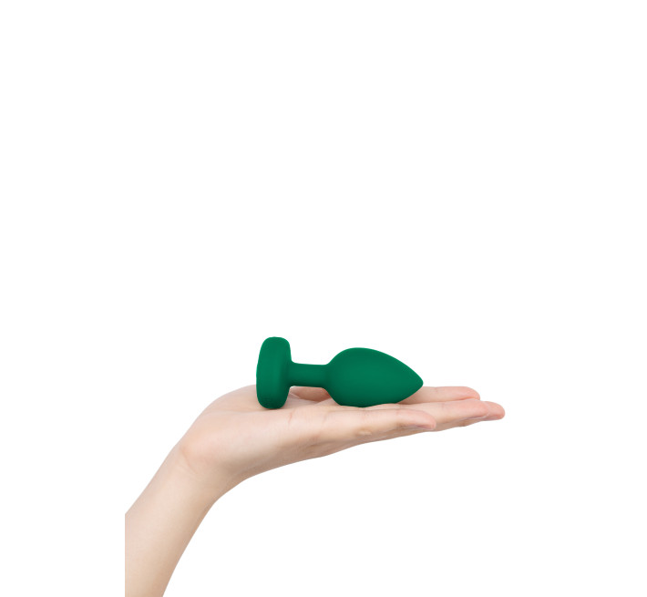 Анальная пробка с вибрацией и пультом B-Vibe Vibrating Jewel Plug, зеленая, M/L