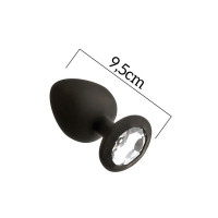 Анальна пробка із кристалом MAI Attraction Toys №49 Чорна 9,5/4 см
