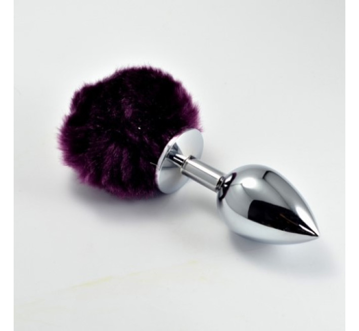 Анальна пробка LoveToy Heavy Metal Anal Plug Pompon L Purple