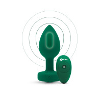 Анальная пробка с вибрацией и пультом B-Vibe Vibrating Jewel Plug, зеленая, M/L
