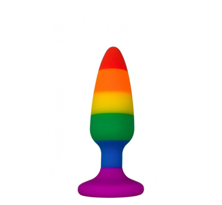 Силіконова анальна пробка Wooomy Hiperloo Silicone Rainbow Plug S, діаметр 2,4 см, довжина 9 см
