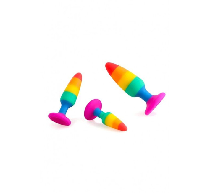 Силіконова анальна пробка Wooomy Hiperloo Silicone Rainbow Plug S, діаметр 2,4 см, довжина 9 см