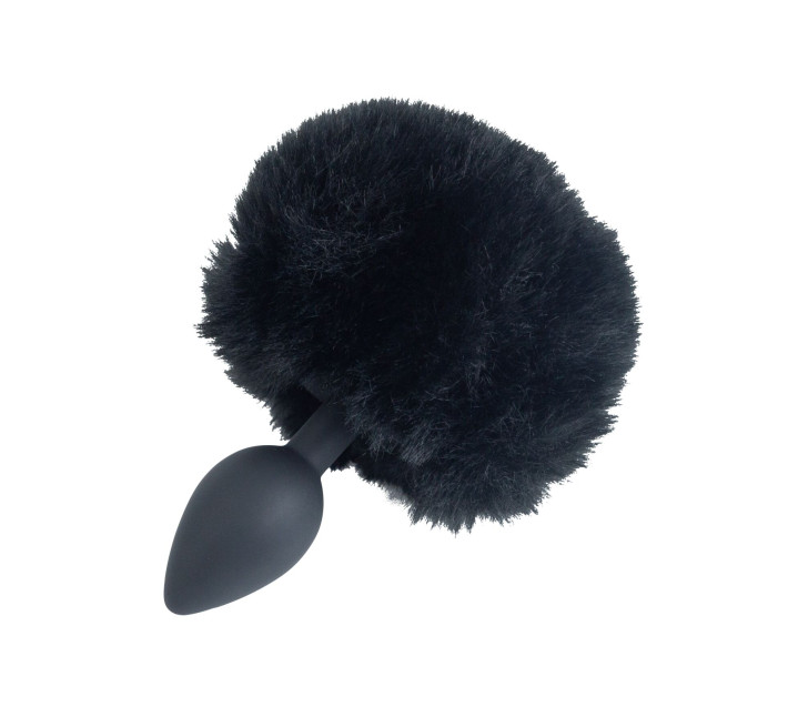Анальна пробка з хвостом Punishment - Bunny Tail Silicone Anal Plug - Black