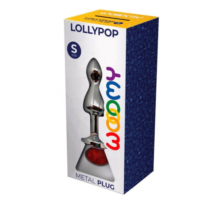 Металлическая анальная пробка Wooomy Lollypop Double Ball Metal Plug Red S диам. 2,8 см, длина 8,5см