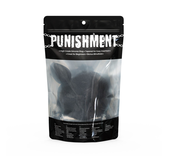 Анальна пробка з хвостом Punishment - Bunny Tail Silicone Anal Plug - Black