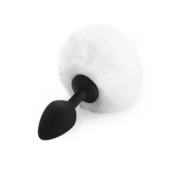 Силиконовая анальная пробка М Art of Sex - Silicone Bunny Tails Butt plug White, диаметр 3,5 см