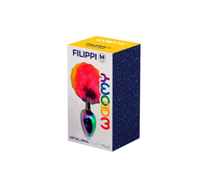 Анальна пробка Wooomy Filippi M, із пухнастим хвостиком, діаметр 3,4 см, довжина 8 см