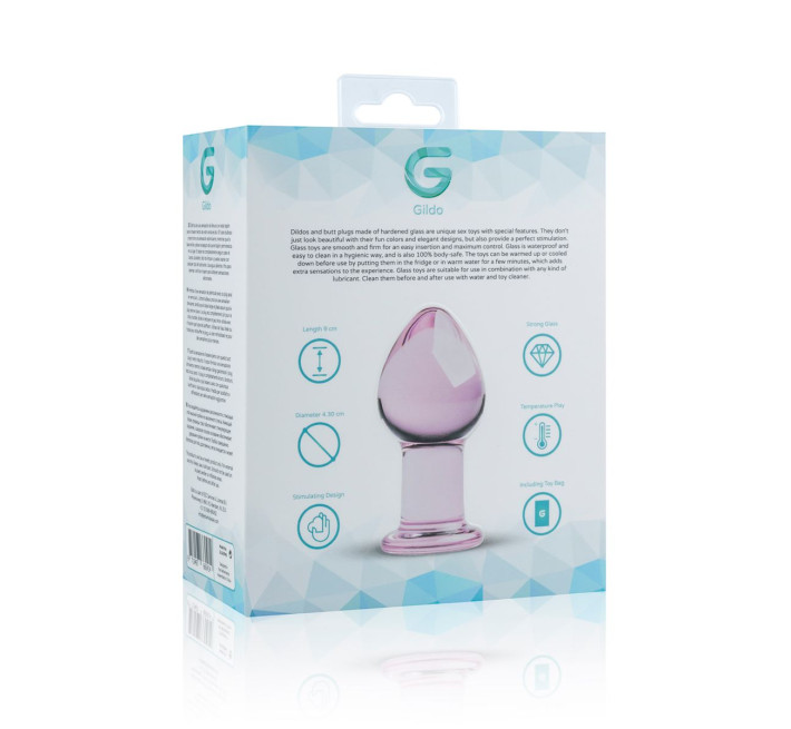 Рожева анальна пробка зі скла Gildo Pink Glass Buttplug No. 27