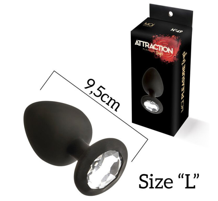 Анальна пробка із кристалом MAI Attraction Toys №49 Чорна 9,5/4 см