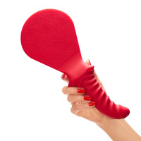 Шльопалка з фалоімітатором Fun Factory BÜCK DICH, червона, силіконова, з ребристою ручкою Шльопалка з фалоімітатором Fun Factory BÜCK DICH, червона, силіконова, з ребристою ручкою